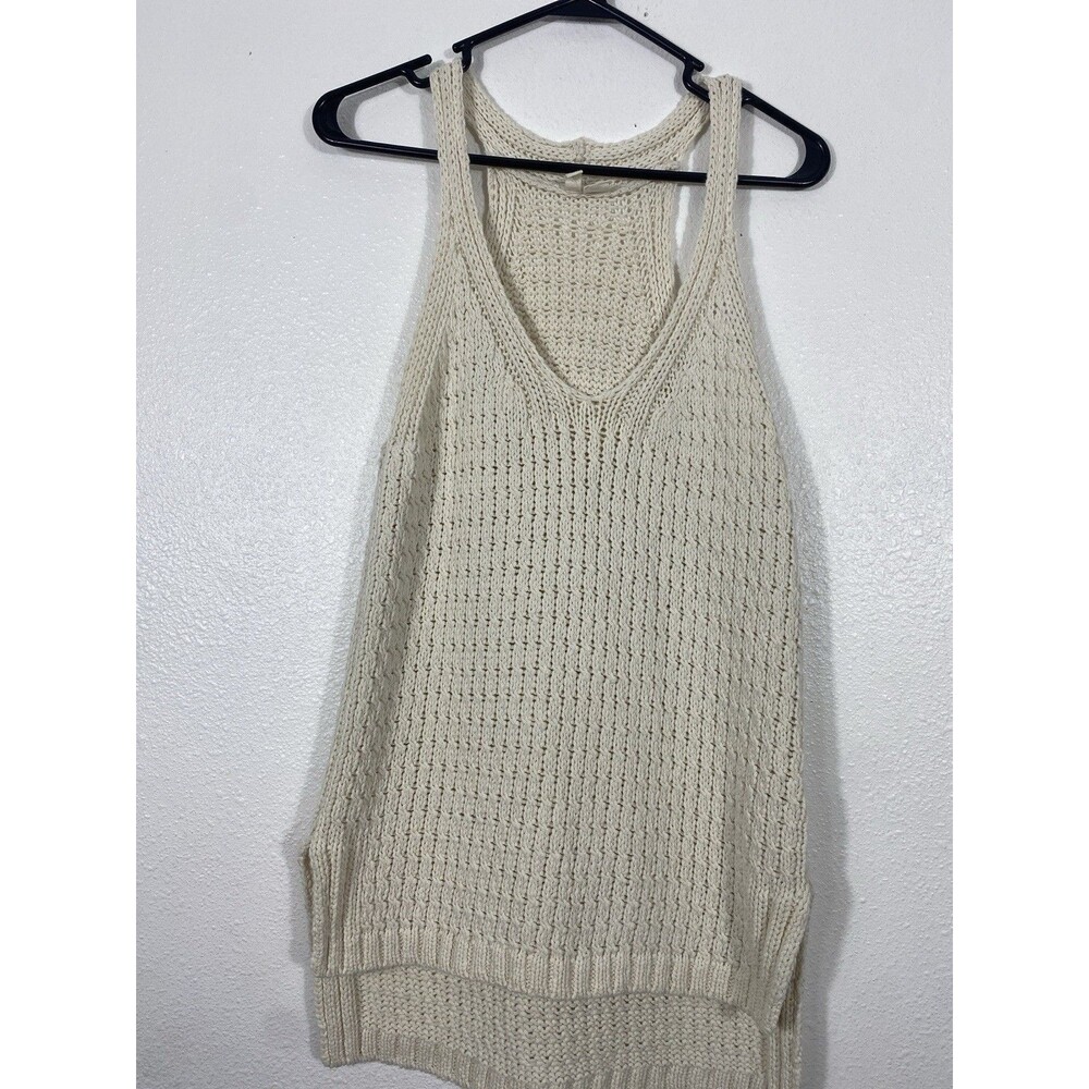 Anthropologie Moth Sweater Tank Women S Cream High Neck Racerback High-Low ** - Picture 4 of 15